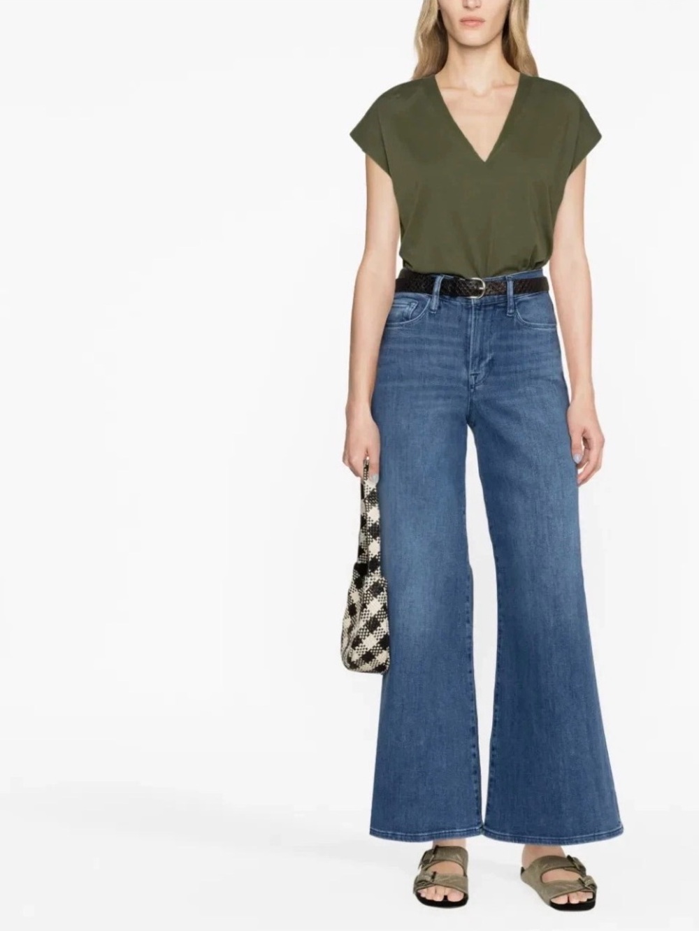 FRAME Denim Le Palazzo Wide Leg Crop Jeans in Temple Wash